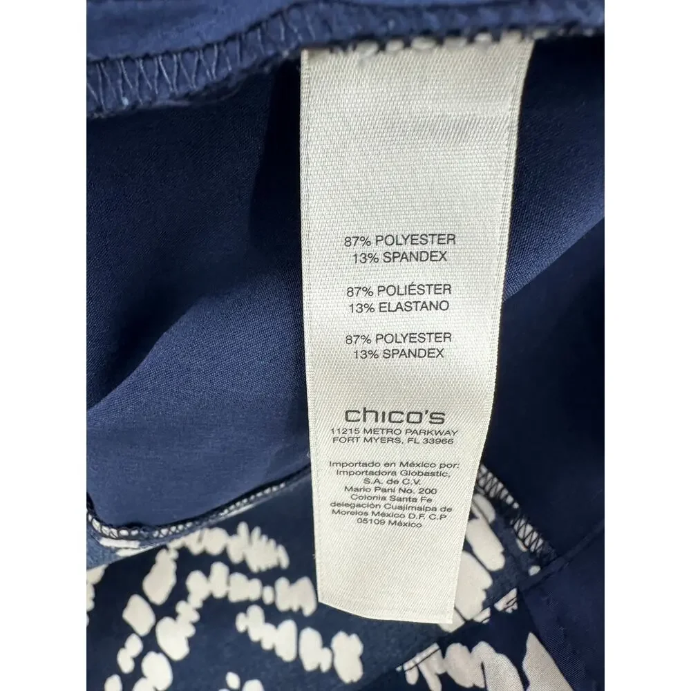 Zenergy by Chicos Women US M Blue White Printed Full Zip Jacket Polyester Golf - Picture 7 of 8